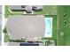Overhead shot of home featuring pool, patio area and fenced yard with lawn at 2622 Clarinet Dr, Orlando, FL 32837