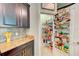 A view of the walk-in pantry reveals abundant shelving and organized storage space for food and supplies at 3142 Dark Sky Dr, Harmony, FL 34773