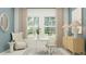 Bright office space with a comfy chair, desk, and modern accent cabinet at 4335 Curacao Pl, Kissimmee, FL 34758