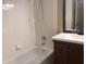 Bathroom with a tub, shower, vanity, and mirror at 500 Wellesly St, Oviedo, FL 32765