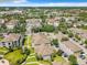 An aerial view of the community with swimming pool, green spaces, surrounding buildings, and a blue sky at 6524 Swissco Dr # 1012, Orlando, FL 32822