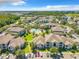 An aerial view of the community with swimming pool, green spaces, surrounding buildings, and a blue sky at 6524 Swissco Dr # 1012, Orlando, FL 32822