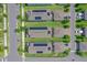 An aerial shot of homes with solar panels and well-maintained landscaping in a neat neighborhood at 1378 Roxy Ln, Winter Garden, FL 34787