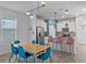 Open-concept kitchen with stainless steel appliances, modern pendant lighting, and stylish island seating at 1378 Roxy Ln, Winter Garden, FL 34787