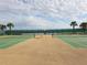 Well-maintained tennis court with a view of serene water, perfect for recreational play at 15500 Fountain Cove Ct, Winter Garden, FL 34787
