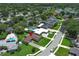 Aerial view of a neighborhood with lush greenery, waterways, and a beautiful home at 2417 Bayfront Pkwy, Orlando, FL 32806
