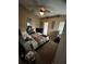 Bedroom with vaulted ceilings, fan, and carpeted floor at 2830 Gramercy Dr, Deltona, FL 32738