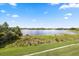 Expansive lake view from the property, framed by lush greenery and a clear blue sky at 995 Grand Wildmere, Longwood, FL 32750