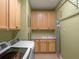 Efficient laundry room design with cabinetry, sink, folding rack and modern appliances at 3619 King George Dr, Orlando, FL 32835