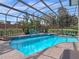 A pristine screened-in pool with lounge chairs offers a private outdoor oasis at 3619 King George Dr, Orlando, FL 32835