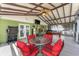 Enclosed patio includes a pool table and an outdoor seating area perfect for relaxing and entertaining at 401 Gannet Ct, Kissimmee, FL 34759