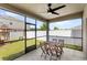 Relaxing screened patio with a ceiling fan and backyard view at 4301 Creek Bank Dr, Kissimmee, FL 34744