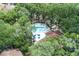 Aerial view of a sparkling community pool surrounded by lush greenery, providing a private oasis for residents at 5259 Images Cir # 301, Kissimmee, FL 34746