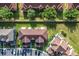 Birds eye view showcasing the neighborhood's layout, landscaping, parking, and the overall community charm at 709 Orchid Dr, Davenport, FL 33897