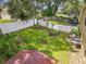 Aerial view of the backyard with a white vinyl fence and room to relax at 7939 Riffle Ln, Orlando, FL 32818