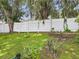 Backyard featuring a white vinyl fence and lush green grass at 7939 Riffle Ln, Orlando, FL 32818