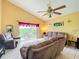 A living room with sliding glass doors to backyard and comfortable seating for relaxing and entertaining at 7939 Riffle Ln, Orlando, FL 32818