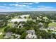 Scenic aerial view showcasing a community's tranquil lake, lush green landscaping, and surrounding golf course at 8932 Village Green Blvd, Clermont, FL 34711