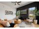 This gorgeous living room offers modern accents, sleek furnishings, a wooden floor and plenty of natural light at 9201 Smithies St, Orlando, FL 32827