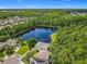 Scenic aerial view of a beautiful home next to a serene lake surrounded by lush greenery at 9454 Candice Ct, Orlando, FL 32832
