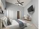 Serene main bedroom with a ceiling fan, TV, and convenient access to the attached bathroom at 10473 Glassborough Dr, Orlando, FL 32825