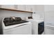 Well-organized laundry room featuring modern washer and dryer set, ample cabinet space, and bright natural light at 1526 Euston Dr, Reunion, FL 34747
