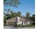Modern home with a gray exterior, well-manicured landscaping, and an attached garage at 15300 Sw 62Nd Ct, Ocala, FL 34473