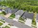 Aerial view of similar homes on a street with pools and landscaping with mature trees at 17676 Passionflower Cir, Clermont, FL 34714