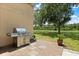 Outdoor patio features a grill, landscaping, and peaceful view overlooking a scenic pond at 2422 Holly Pine Cir, Orlando, FL 32820