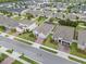 Birds-eye view of a neighborhood with lush green lawns, paved streets, and well-kept landscaping at 2929 Bluestem Ln, Clermont, FL 34714