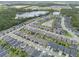Overhead view of a well-maintained neighborhood, featuring scenic ponds and lush landscaping at 2929 Bluestem Ln, Clermont, FL 34714