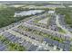 Overhead view of a well-maintained neighborhood, featuring scenic ponds and lush landscaping at 2929 Bluestem Ln, Clermont, FL 34714