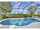 Sparkling pool surrounded by a screened enclosure and lush landscaping at 4123 Oaktree Dr, Davenport, FL 33837