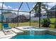 Screened-in hot tub adjacent to the pool and backyard at 8102 Pomo Dr, Kissimmee, FL 34747