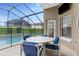 Covered patio seating area overlooks the screened-in pool at 8102 Pomo Dr, Kissimmee, FL 34747