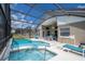 Screened-in pool and jacuzzi with covered patio seating at 8102 Pomo Dr, Kissimmee, FL 34747