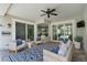 Inviting outdoor patio with wicker furniture, overlooking the pool and backyard at 8122 Westminster Abbey Blvd, Orlando, FL 32835