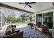 Outdoor covered patio with comfortable seating, overlooking a pool and a playground at 8122 Westminster Abbey Blvd, Orlando, FL 32835