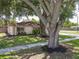 A well-manicured front yard features a lush lawn, mature landscaping, and a shaded sidewalk at 8346 Mattituck Cir, Orlando, FL 32829
