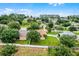 Aerial view of a single-Gathering home surrounded by a well-maintained lawn and mature trees at 1112 Spruce Ridge Ct, Minneola, FL 34715