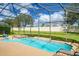 Inviting backyard features a sparkling pool and hot tub with a screened enclosure, ideal for leisure at 1428 Solana Cir, Davenport, FL 33897