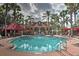 Community swimming pool and lounge area surrounded by palm trees, offering a refreshing and relaxing outdoor space at 1428 Solana Cir, Davenport, FL 33897