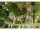 Aerial view of the property showing lot lines, surrounded by lush greenery and neighboring houses at 19 Hemlock Terrace Way, Ocala, FL 34472