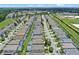 Expansive aerial view showcasing a well-maintained community with numerous homes, many featuring private pools and screened enclosures at 2222 Wyndham Palms Way, Kissimmee, FL 34747