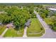This aerial view showcases a home with an expansive yard and mature trees surrounding the property at 224 Woodmere Blvd, Sanford, FL 32773
