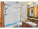 Bright bathroom with a tiled shower and vanity with granite countertop at 283 Haverclub Ct, Longwood, FL 32779