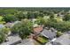 Aerial view of a residential neighborhood showcasing houses with mature trees and green lawns at 2935 Canoe Cir, St Cloud, FL 34772