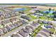 Aerial view of the neighborhood showcasing the well-maintained homes, community pool, and scenic ponds at 2563 Relaxing Ln, Kissimmee, FL 34744