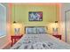 Decorated bedroom showcases themed decor, pendant lighting, and a vibrant yellow wall at 2665 Petition Ln, Kissimmee, FL 34746
