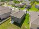 An aerial view shows the home's backyard with a lush green lawn in a neighborhood setting at 2817 Muller Oak Loop, Ocoee, FL 34761